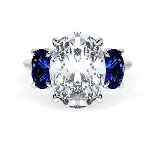 Oval 3-Stone Engagement Ring in Blue Sapphire