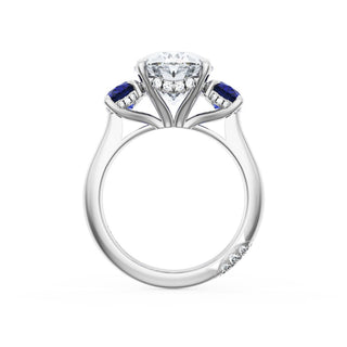 Oval 3-Stone Engagement Ring in Blue Sapphire