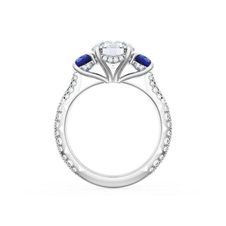 Round 3-Stone Engagement Ring in Blue Sapphire