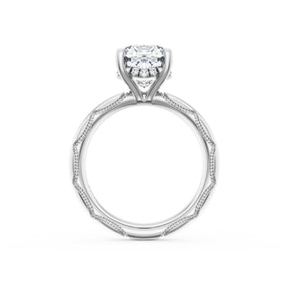 Cushion Solitaire Cigar Band Engagement Ring