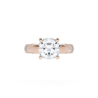 Cushion Solitaire Cigar Band Engagement Ring