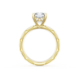 Emerald Solitaire Cigar Band Engagement Ring