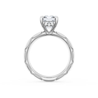 Emerald Solitaire Cigar Band Engagement Ring