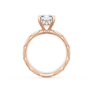 Emerald Solitaire Cigar Band Engagement Ring