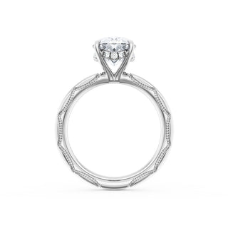Oval Solitaire Cigar Band Engagement Ring