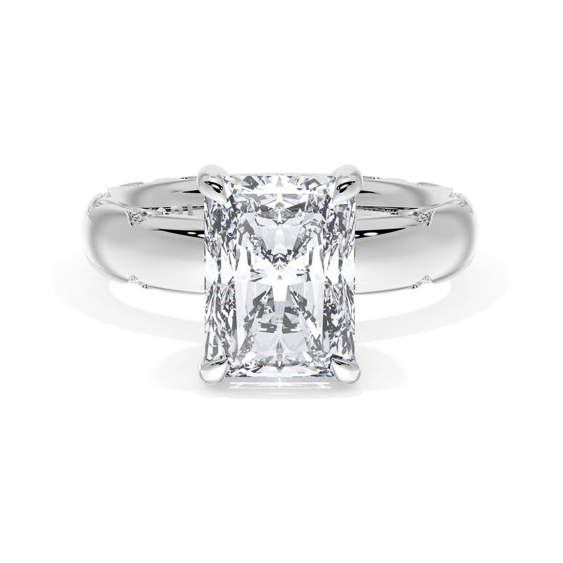 Radiant Solitaire Cigar Band Engagement Ring