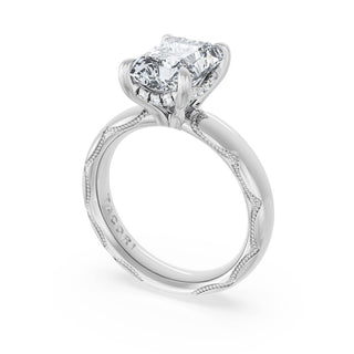 Radiant Solitaire Cigar Band Engagement Ring