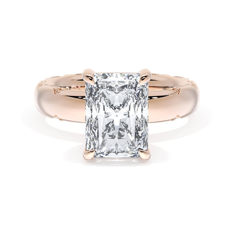 Radiant Solitaire Cigar Band Engagement Ring