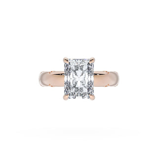 Radiant Solitaire Cigar Band Engagement Ring
