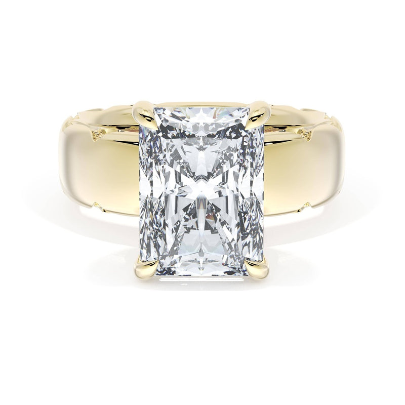 Radiant Solitaire Cigar Band Engagement Ring