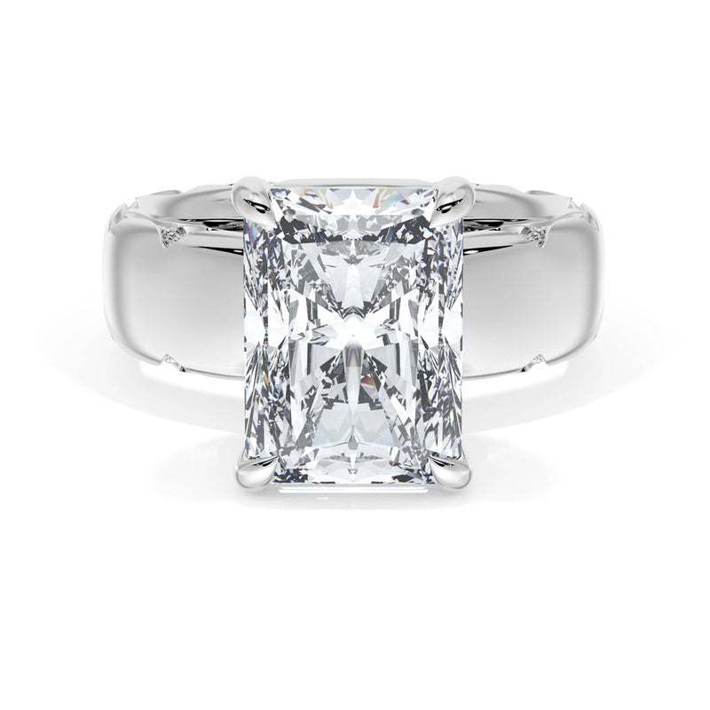 Radiant Solitaire Cigar Band Engagement Ring