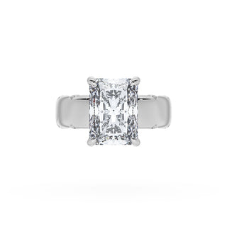 Radiant Solitaire Cigar Band Engagement Ring