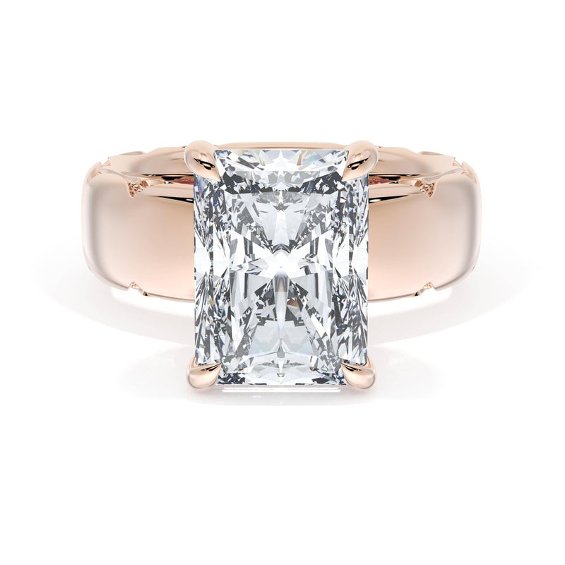 Radiant Solitaire Cigar Band Engagement Ring