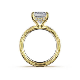 Emerald Solitaire Cigar Band Engagement Ring