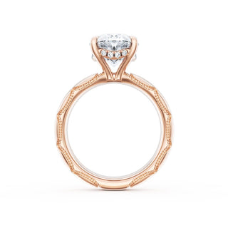Oval Solitaire Cigar Band Engagement Ring