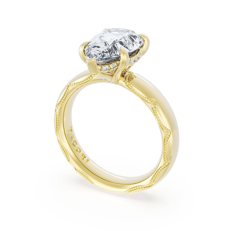 Pear Solitaire Cigar Band Engagement Ring