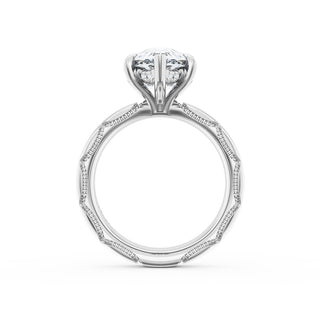 Pear Solitaire Cigar Band Engagement Ring