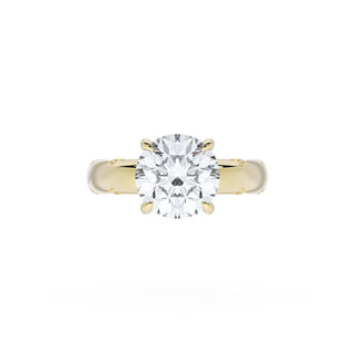 Round Solitaire Cigar Band Engagement Ring
