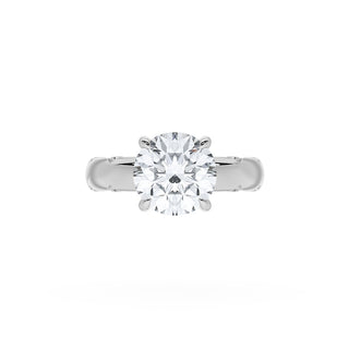 Round Solitaire Cigar Band Engagement Ring
