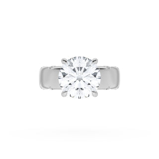 Round Solitaire Cigar Band Engagement Ring