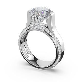 Round Wide Band Solitaire Engagement Ring in 14kt White Gold
