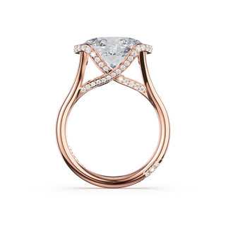 Oval East-West Semi Bezel Solitaire Engagement Ring in 14kt Rose Gold