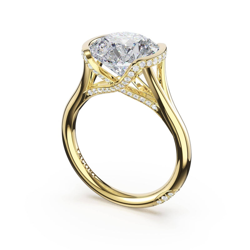 Round East-West Semi Bezel Solitaire Engagement Ring in 14kt Yellow Gold