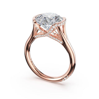 Round East-West Semi Bezel Solitaire Engagement Ring in 14kt Rose Gold