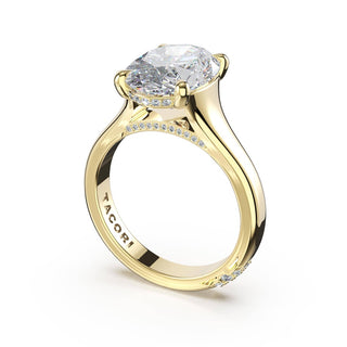 Oval Wide Band Solitaire Engagement Ring in 14kt Yellow Gold