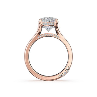 Oval Wide Band Solitaire Engagement Ring in 14kt Rose Gold