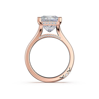 Princess Wide Band Solitaire Engagement Ring in 14kt Rose Gold
