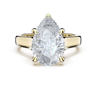 Pear Wide Band Solitaire Engagement Ring in 14kt Yellow Gold
