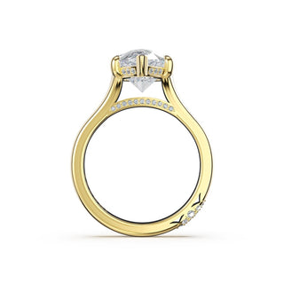 Pear Wide Band Solitaire Engagement Ring in 14kt Yellow Gold