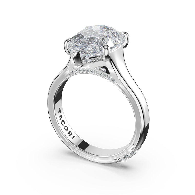 Pear Wide Band Solitaire Engagement Ring in 14kt White Gold