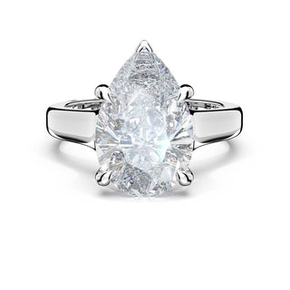 Pear Wide Band Solitaire Engagement Ring in 14kt White Gold
