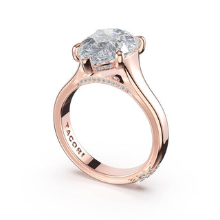 Pear Wide Band Solitaire Engagement Ring in 14kt Rose Gold