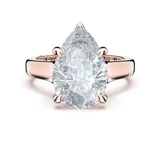 Pear Wide Band Solitaire Engagement Ring in 14kt Rose Gold