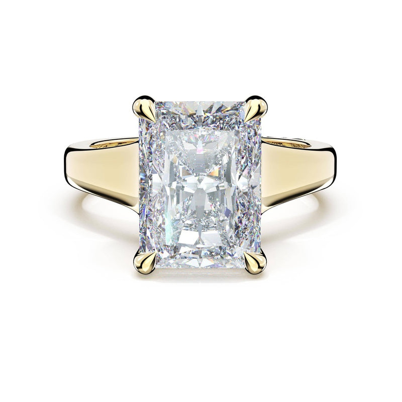Radiant Wide Band Solitaire Engagement Ring in 14kt Yellow Gold