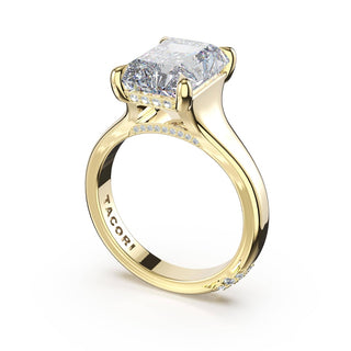 Radiant Wide Band Solitaire Engagement Ring in 14kt Yellow Gold