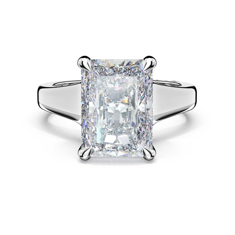 Radiant Wide Band Solitaire Engagement Ring in 14kt White Gold