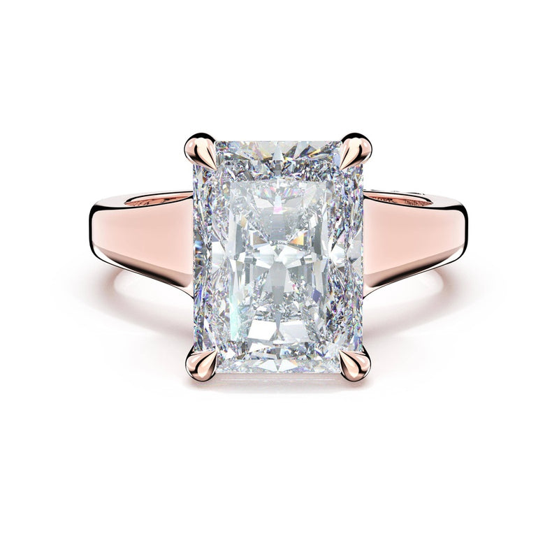 Radiant Wide Band Solitaire Engagement Ring in 14kt Rose Gold