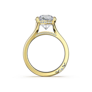 Round Wide Band Solitaire Engagement Ring in 14kt Yellow Gold