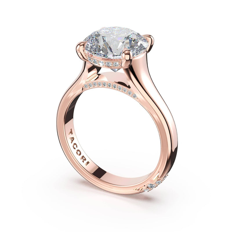 Round Wide Band Solitaire Engagement Ring in 14kt Rose Gold