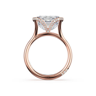Emerald East-West Semi Bezel Solitaire Engagement Ring in 14kt Rose Gold