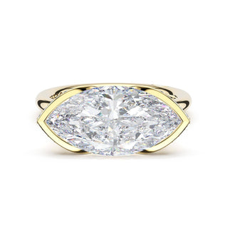 Marquise East-West Semi Bezel Solitaire Engagement Ring in 14kt Yellow Gold