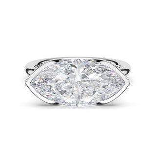 Marquise East-West Semi Bezel Solitaire Engagement Ring in 14kt White Gold