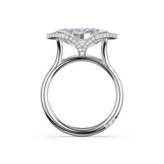 Marquise East-West Semi Bezel Solitaire Engagement Ring in 14kt White Gold