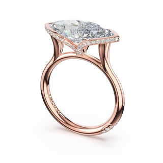 Marquise East-West Semi Bezel Solitaire Engagement Ring in 14kt Rose Gold