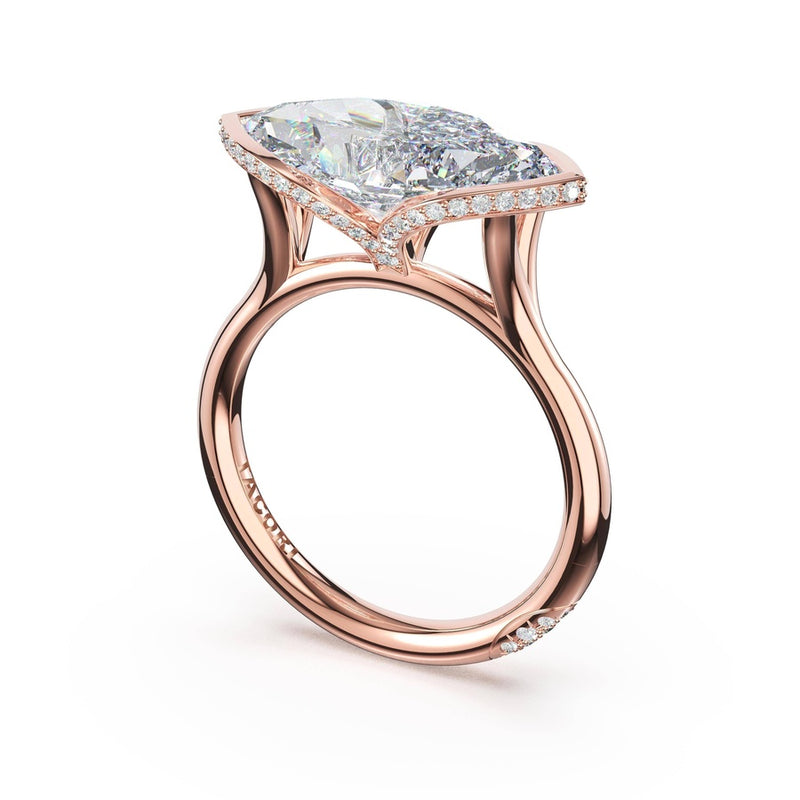 Marquise East-West Semi Bezel Solitaire Engagement Ring in 14kt Rose Gold
