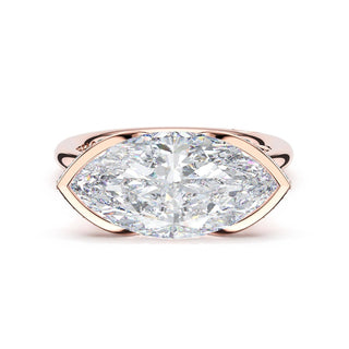 Marquise East-West Semi Bezel Solitaire Engagement Ring in 14kt Rose Gold